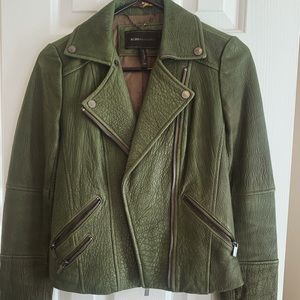 BCBG Army Green Leather Jacket